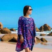 Plus Size Tie Dye Tunic Top Tee – Indigo Tide Galaxy Boho Cotton Kaftan 1X-3X - Image 4
