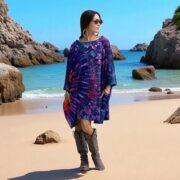 Plus Size Tie Dye Tunic Top Tee – Indigo Tide Galaxy Boho Cotton Kaftan 1X-3X