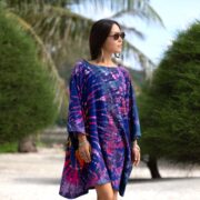 Plus Size Tie Dye Tunic Top Tee – Indigo Tide Galaxy Boho Cotton Kaftan 1X-3X - Image 10