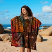 Plus Size Tie-Dye Tunic Dress: Boho Kimono Mini with Pockets - Kumo - Image 10
