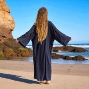 Silky Velvet Kimono Jacket – Ocean Slate Boho Duster Coat | Mai by ZinniaPearl - Image 9