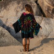Plus Size Tie-Dye Mini Dress: Boho Kimono Tunic with Pockets - Kumo - Image 3