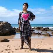 Express Your Boho Spirit with our ARLO Festival Poncho Tunic Dress. Inclusive Sizing from One Size to 3X, Hand-Tiedye Fringe Kaftan - Image 7