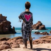 Express Your Boho Spirit with our ARLO Festival Poncho Tunic Dress. Inclusive Sizing from One Size to 3X, Hand-Tiedye Fringe Kaftan - Image 8