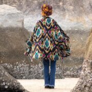 Black Onyx Ikat Velvet Kimono Jacket | Plus Size Boho Duster – Mei - Image 3