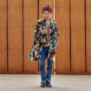 Black Onyx Ikat Velvet Kimono Jacket | Plus Size Boho Duster – Mei - Image 5