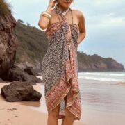 Bichi Sarong – Hand-Printed Boho Cotton Wrap with Shimmering Gold Foil | ZinniaPearl - Image 10