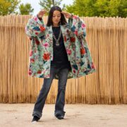 Reversible Sakura Garden Velvet Kimono | Boho Floral Duster Jacket – Mei by ZinniaPearl - Image 5