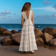 Norine Boho Wedding Dress – Old World Elegance | Handcrafted Bridal Gown for Beach Engagement, Family Portraits & Plus Size Brides - Image 10