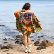 Plus Size Tie-Dye Tunic – Hand-Dyed Boho Babydoll Top with Peace Sign Motif | Sundancer - Image 3