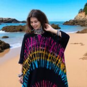 Euphoria Maxi Dress – Cosmic Spiral Tie Dye Caftan, Plus Size Cotton Sundress - Image 4