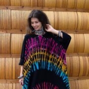 Euphoria Maxi Dress – Cosmic Spiral Tie Dye Caftan, Plus Size Cotton Sundress - Image 6