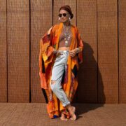 Harper Jade Vintage Silk Kimono – Boho Patchwork Duster in Golden Sundara | Upcycled Robe - Image 5