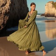 Plus Size Kimono Duster in Wild Olive – Sustainable Hemp Cotton Boho Robe, Festival Outfit, Wedding Photoshoot Bridesmaid Gift | Kara by ZP - Image 10