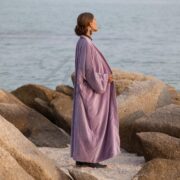 Plus Size Boho Kimono Duster – Lavender Velvet Robe, Handmade Festival Coat | Mai by ZinniaPearl - Image 2