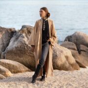 Boho Velvet Kimono Duster – Plus Size Festival Coat in Sandstone | Mai by ZinniaPearl