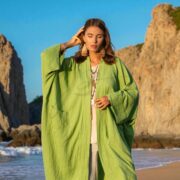 Wild Aloe Cotton Gauze Kimono Duster: Plus Size Boho Robe with Pockets - Willow - Image 10