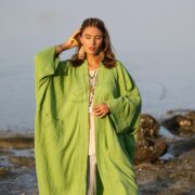 Wild Aloe Cotton Gauze Kimono Duster: Plus Size Boho Robe with Pockets - Willow - Image 4