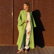 Wild Aloe Cotton Gauze Kimono Duster: Plus Size Boho Robe with Pockets - Willow - Image 5