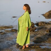 Wild Aloe Cotton Gauze Kimono Duster: Plus Size Boho Robe with Pockets - Willow - Image 2
