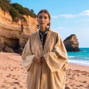 Boho Velvet Kimono Duster – Plus Size Festival Coat in Sandstone | Mai by ZinniaPearl - Image 10