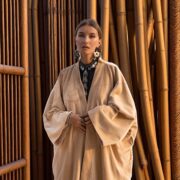 Boho Velvet Kimono Duster – Plus Size Festival Coat in Sandstone | Mai by ZinniaPearl - Image 8