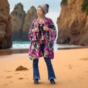 Amethyst Ikat Velvet Kimono Duster | Boho Luxe Jacket – Mei by ZinniaPearl - Image 9
