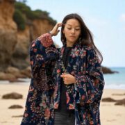 Midnight Garden Velvet Kimono Duster – Boho Floral Jacket for All Sizes | Mei by ZinniaPearl - Image 10