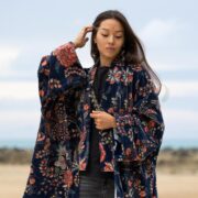 Midnight Garden Velvet Kimono Duster – Boho Floral Jacket for All Sizes | Mei by ZinniaPearl - Image 4