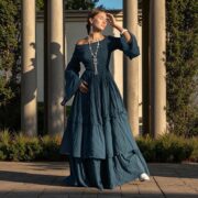 Hunter Green Wedding Dress | Off-Shoulder Boho Maxi Gown | Lucia by ZinniaPearl - Image 7