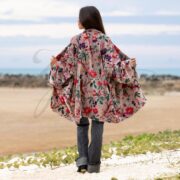 Dusty Rose Velvet Kimono | Reversible Floral Boho Coat, Cotton Lined Jacket – Mei by ZinniaPearl - Image 3