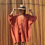 Terracotta Rose Crinkle Cotton Tunic – Plus Size Boho Babydoll Dress | Bellina by ZinniaPearl - Image 8