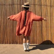 Terracotta Rose Crinkle Cotton Tunic – Plus Size Boho Babydoll Dress | Bellina by ZinniaPearl - Image 7