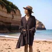 Bellina Babydoll Dress – Umber Noir Crinkle Cotton Tunic | Plus Size Boho Button-Down by ZinniaPearl - Image 10