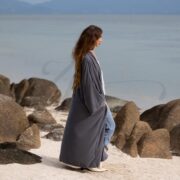 Silky Velvet Kimono Jacket – Ashen Tide Boho Duster Coat | Mai by ZinniaPearl - Image 2