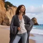 Silky Velvet Kimono Jacket – Ashen Tide Boho Duster Coat | Mai by ZinniaPearl - Image 10