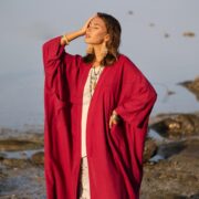 Handmade Hemp Cotton Kimono Duster: Wild Hibiscus Boho Robe - Willow - Image 4
