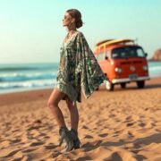Plus Size Tie Dye Kimono Dress – Jungle Phoenix Boho Cotton Tunic, Hand-Dyed Festival Mini with Pockets & Wide Kimono Sleeves | Kumo Cosmic - Image 6