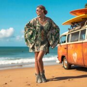 Plus Size Tie Dye Kimono Dress – Jungle Phoenix Boho Cotton Tunic, Hand-Dyed Festival Mini with Pockets & Wide Kimono Sleeves | Kumo Cosmic - Image 5