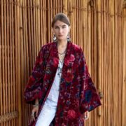Crimson Raisa Bloom Velvet Kimono Jacket: Plus Size Boho Duster - Image 6