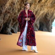 Crimson Raisa Bloom Velvet Kimono Jacket: Plus Size Boho Duster - Image 7