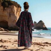 Mai Velvet Kimono Duster | Handmade Rosewood Boho Coat by ZinniaPearl - Image 8