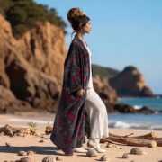 Mai Velvet Kimono Duster | Handmade Rosewood Boho Coat by ZinniaPearl - Image 9