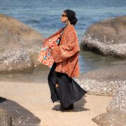 Tiger Lily Velvet Kimono Jacket: Plus Size Boho Floral Coat- Mei - Image 2