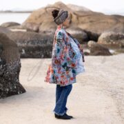 Seaside Bloom Velvet Kimono | Reversible Floral Boho Duster Jacket – Mei by ZinniaPearl - Image 2