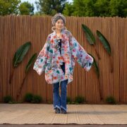 Seaside Bloom Velvet Kimono | Reversible Floral Boho Duster Jacket – Mei by ZinniaPearl - Image 5