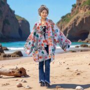 Seaside Bloom Velvet Kimono | Reversible Floral Boho Duster Jacket – Mei by ZinniaPearl - Image 7