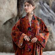 MAI Lotus Spice Velvet Kimono Duster | Handmade Boho Floral Jacket - Image 4