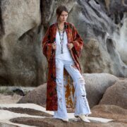 MAI Lotus Spice Velvet Kimono Duster | Handmade Boho Floral Jacket