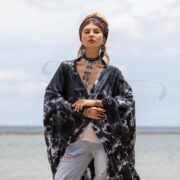 Handmade Tie-Dye Kimono Duster – Lunar Smoke Cotton Boho Robe, Plus Size | Aurora - Image 4